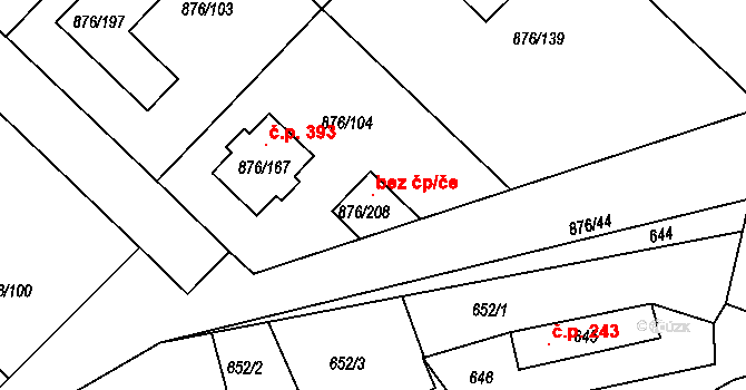 Stonařov 100221882 na parcele st. 876/208 v KÚ Stonařov, Katastrální mapa