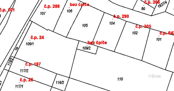Drnovice 101957882 na parcele st. 109/2 v KÚ Drnovice u Vyškova, Katastrální mapa