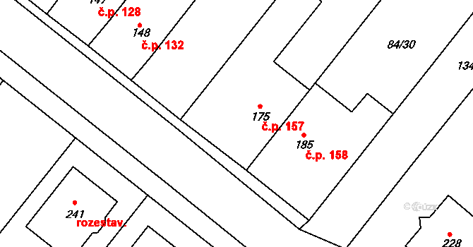 Dřevnovice 157 na parcele st. 175 v KÚ Dřevnovice, Katastrální mapa