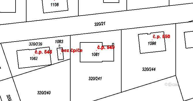 Třemošnice 549 na parcele st. 1081 v KÚ Třemošnice nad Doubravou, Katastrální mapa
