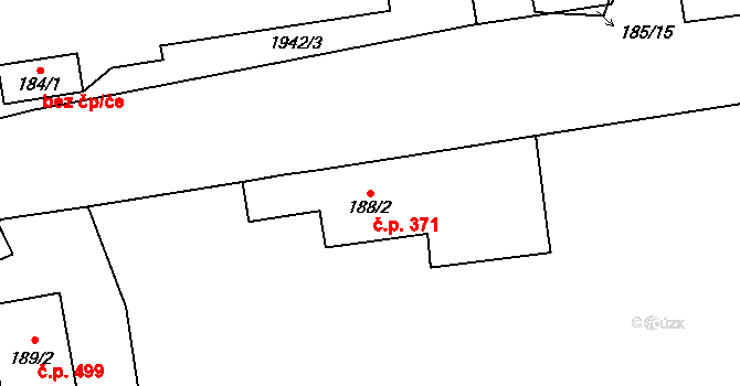 Určice 371 na parcele st. 188/2 v KÚ Určice, Katastrální mapa