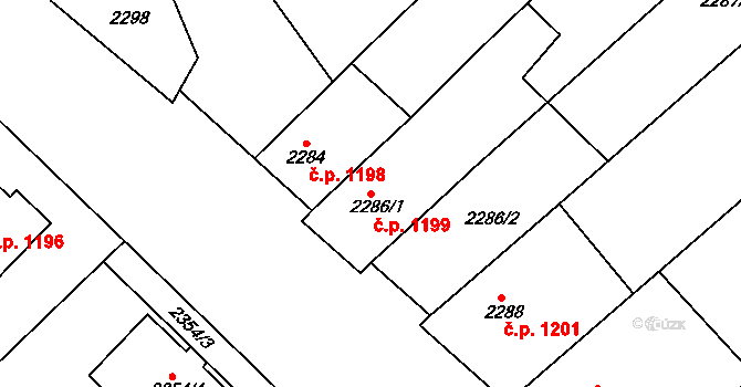 Rakšice 1199, Moravský Krumlov na parcele st. 2286/1 v KÚ Moravský Krumlov, Katastrální mapa