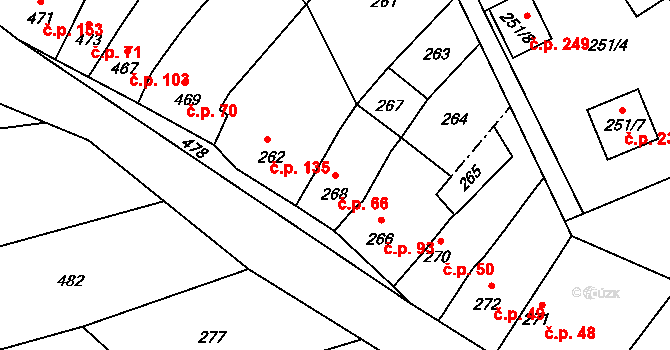 Přerov XII-Žeravice 66, Přerov na parcele st. 268 v KÚ Žeravice, Katastrální mapa