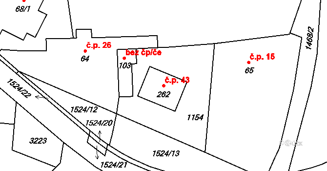 Holšice 43, Chabeřice na parcele st. 262 v KÚ Chabeřice, Katastrální mapa