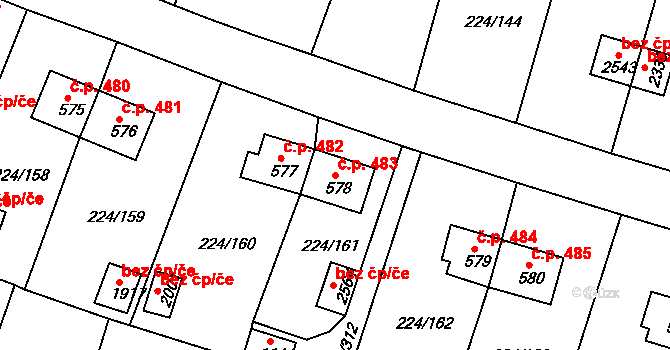 Ostrov 483 na parcele st. 578 v KÚ Ostrov nad Ohří, Katastrální mapa