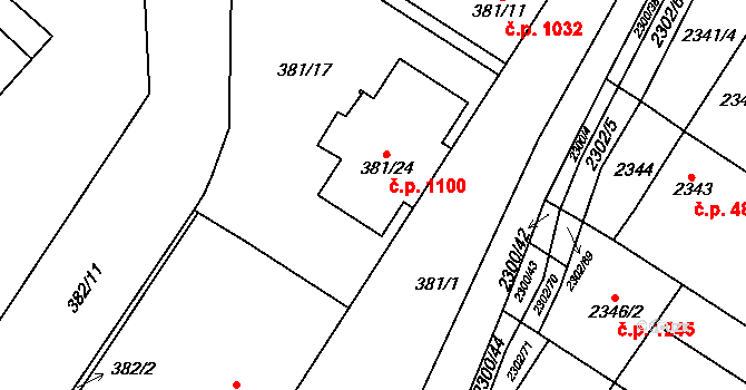 Svatobořice 1100, Svatobořice-Mistřín na parcele st. 381/24 v KÚ Svatobořice, Katastrální mapa