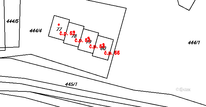 Radkov 55 na parcele st. 80 v KÚ Radkov u Moravské Třebové, Katastrální mapa