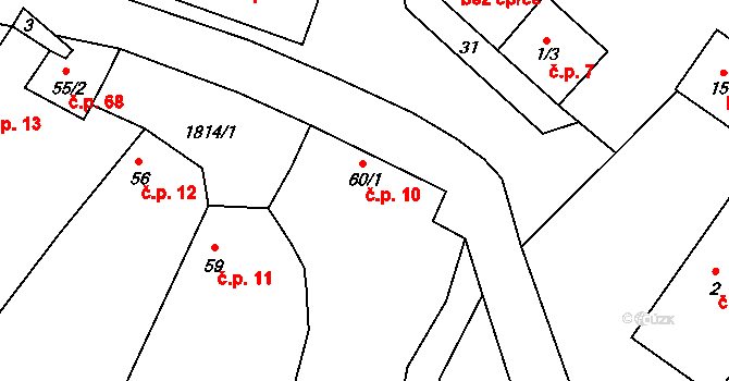 Kamýk 10 na parcele st. 60/1 v KÚ Kamýk u Litoměřic, Katastrální mapa