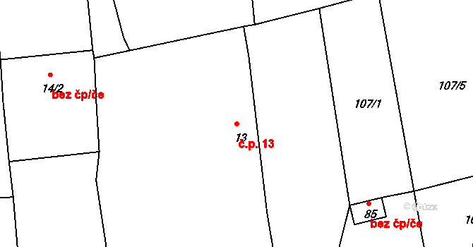 Bechyňská Smoleč 13, Sudoměřice u Bechyně na parcele st. 13 v KÚ Bechyňská Smoleč, Katastrální mapa