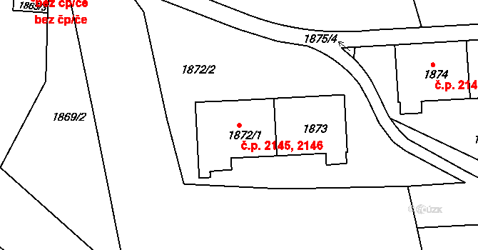 Ústí nad Labem-centrum 2145,2146, Ústí nad Labem na parcele st. 1872/1 v KÚ Ústí nad Labem, Katastrální mapa