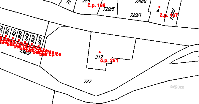 Jamné nad Orlicí 251 na parcele st. 317 v KÚ Jamné nad Orlicí, Katastrální mapa