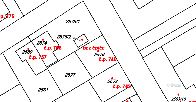 Žamberk 745 na parcele st. 2576 v KÚ Žamberk, Katastrální mapa