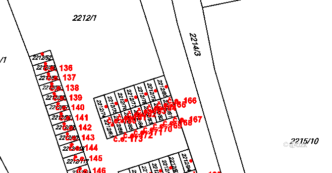 Klášterec nad Ohří 166 na parcele st. 2212/80 v KÚ Klášterec nad Ohří, Katastrální mapa