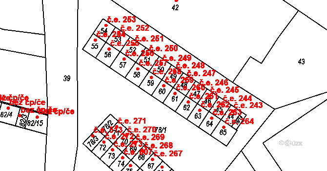 Miřetice u Klášterce nad Ohří 259, Klášterec nad Ohří na parcele st. 60 v KÚ Miřetice u Klášterce nad Ohří, Katastrální mapa