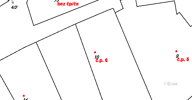 Vrbno nad Lesy 6 na parcele st. 10 v KÚ Vrbno nad Lesy, Katastrální mapa