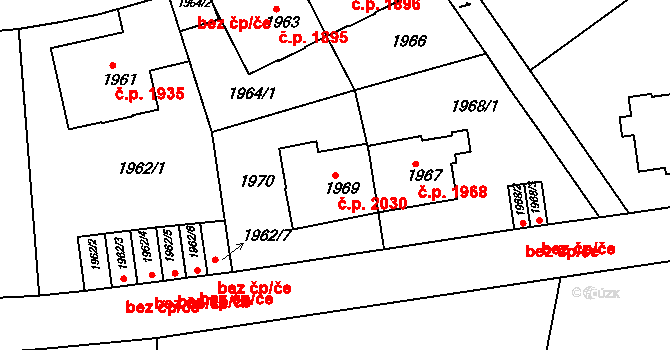 Smíchov 2030, Praha na parcele st. 1969 v KÚ Smíchov, Katastrální mapa