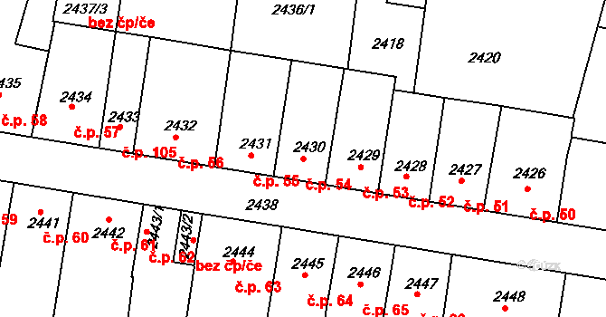 Příbram IV 54, Příbram na parcele st. 2430 v KÚ Příbram, Katastrální mapa