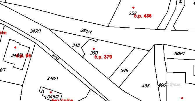 Rumburk 2-Horní Jindřichov 379, Rumburk na parcele st. 350 v KÚ Horní Jindřichov, Katastrální mapa