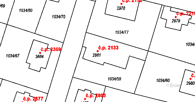 Dvůr Králové nad Labem 2133 na parcele st. 2861 v KÚ Dvůr Králové nad Labem, Katastrální mapa