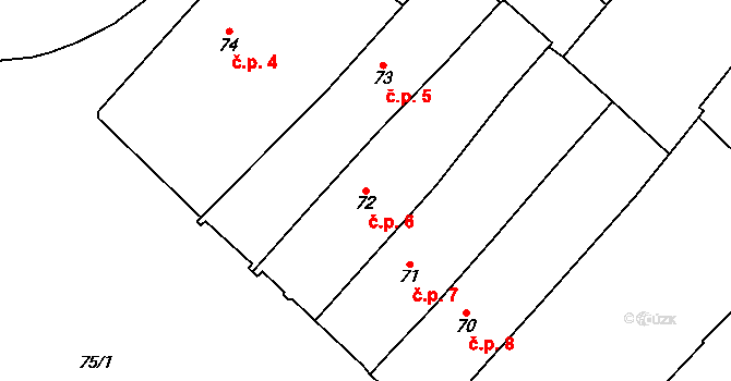 Chomutov 6 na parcele st. 72 v KÚ Chomutov I, Katastrální mapa