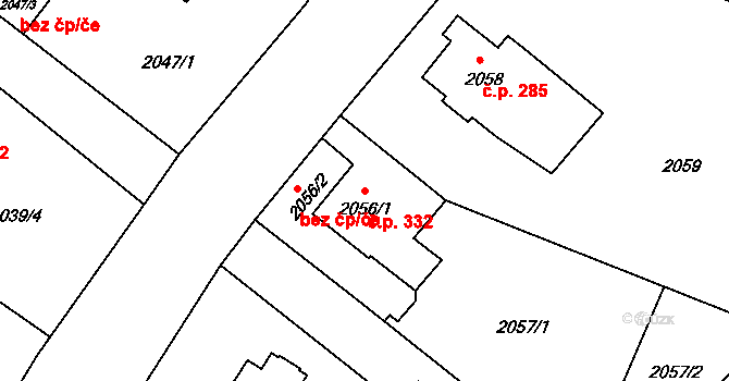 Liberec XIV-Ruprechtice 332, Liberec na parcele st. 2056/1 v KÚ Ruprechtice, Katastrální mapa