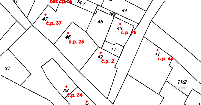 Rochov 2 na parcele st. 42 v KÚ Rochov, Katastrální mapa