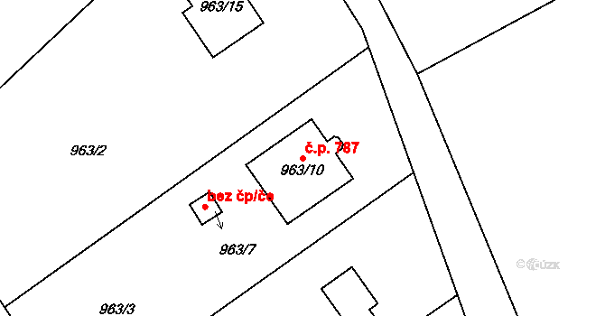 Skřečoň 787, Bohumín na parcele st. 963/10 v KÚ Skřečoň, Katastrální mapa
