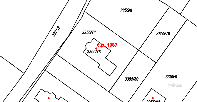 Kopřivnice 1387 na parcele st. 3355/78 v KÚ Kopřivnice, Katastrální mapa