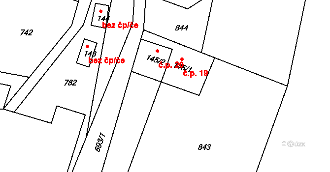 Radvanice 19, Kobyly na parcele st. 145/1 v KÚ Kobyly, Katastrální mapa