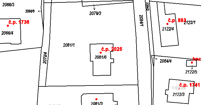 Český Těšín 2025 na parcele st. 2081/6 v KÚ Český Těšín, Katastrální mapa