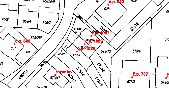 Svinov 1088, Ostrava na parcele st. 573/24 v KÚ Svinov, Katastrální mapa
