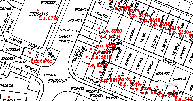 Jihlava 5216 na parcele st. 5706/568 v KÚ Jihlava, Katastrální mapa