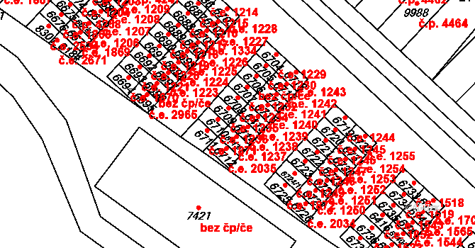 Hodonín 1238 na parcele st. 6714 v KÚ Hodonín, Katastrální mapa