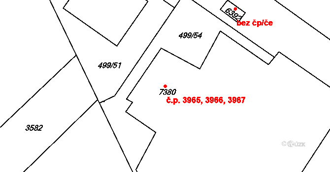 Havlíčkův Brod 3965,3966,3967 na parcele st. 7380 v KÚ Havlíčkův Brod, Katastrální mapa