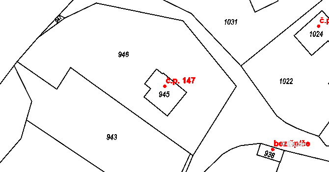 Loučky 147, Zátor na parcele st. 945 v KÚ Loučky u Zátoru, Katastrální mapa