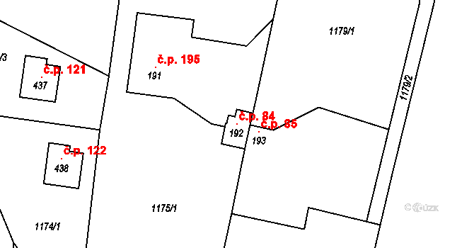 Pecerady 84, Týnec nad Sázavou na parcele st. 192 v KÚ Pecerady, Katastrální mapa
