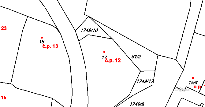 Olbramovice Ves 12, Olbramovice na parcele st. 17 v KÚ Olbramovice u Votic, Katastrální mapa