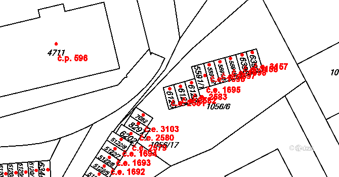 Zlín 2581 na parcele st. 6120 v KÚ Zlín, Katastrální mapa