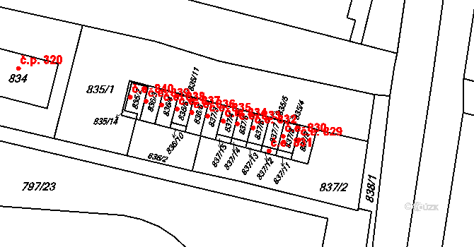 Pudlov 833, Bohumín na parcele st. 837/5 v KÚ Pudlov, Katastrální mapa