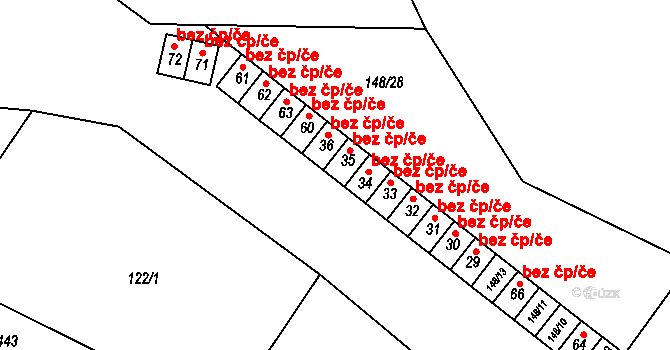 Stařeč 38344882 na parcele st. 35 v KÚ Kracovice, Katastrální mapa