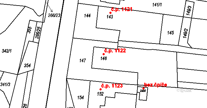 Brumov 1122, Brumov-Bylnice na parcele st. 146 v KÚ Brumov, Katastrální mapa