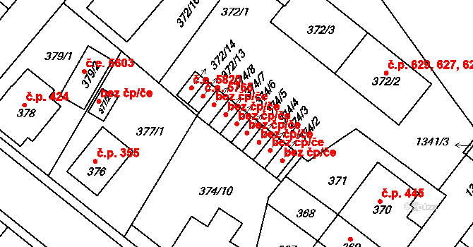 Ústí nad Labem 38836882 na parcele st. 374/6 v KÚ Bukov, Katastrální mapa