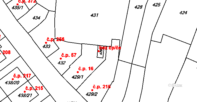 Brno 39490882 na parcele st. 429/3 v KÚ Jehnice, Katastrální mapa