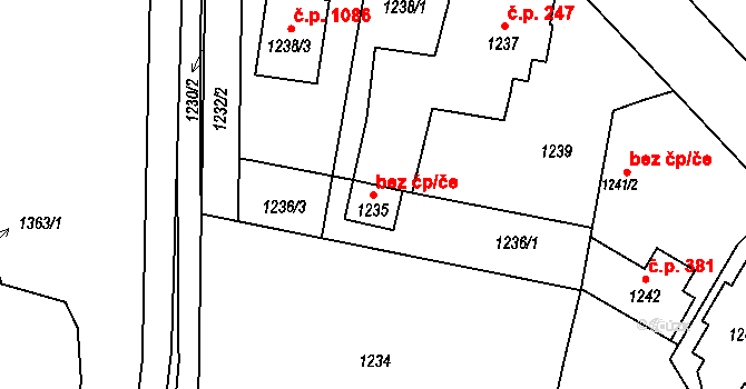 Řevnice 39600882 na parcele st. 1235 v KÚ Řevnice, Katastrální mapa