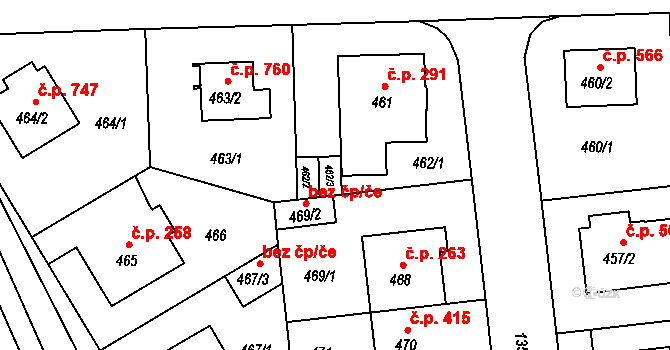 Praha 40426882 na parcele st. 462/3 v KÚ Vokovice, Katastrální mapa