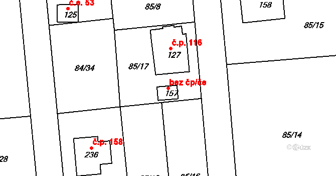 Rokycany 40681882 na parcele st. 157 v KÚ Borek u Rokycan, Katastrální mapa