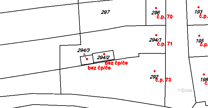Domaželice 45767882 na parcele st. 294/2 v KÚ Domaželice, Katastrální mapa