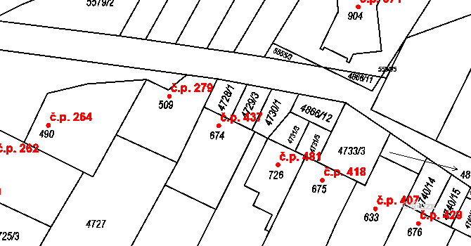 Šumice 437 na parcele st. 674 v KÚ Šumice u Uherského Brodu, Katastrální mapa