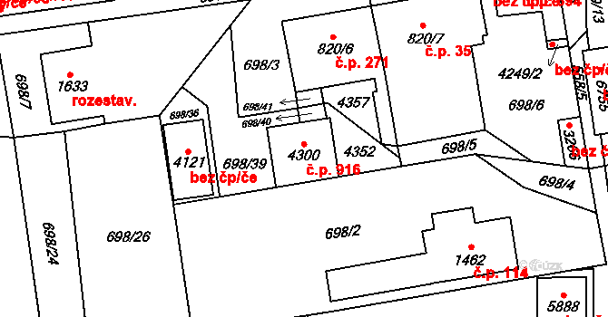 Klatovy IV 916, Klatovy na parcele st. 4300 v KÚ Klatovy, Katastrální mapa