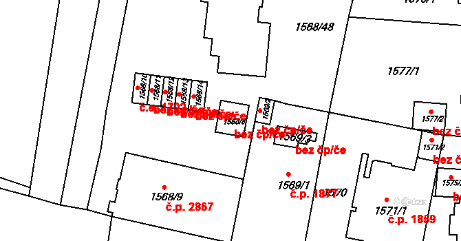Teplice 49389882 na parcele st. 1568/8 v KÚ Teplice, Katastrální mapa